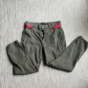 Veronica Beard Olive Pants with Red Trim